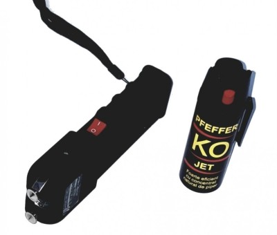 Kit pentru autoaparare Electrosoc plus spray OK jet 5 m foto