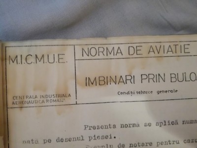 Dosar Norme Aviație, de la IMFCA, exemplarul 7, aprox. 60 pagini, 1974, aviatica foto