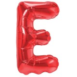Balon folie metalizata litera e, flippy, 40 cm, umflati cu heliu sau aer, ambalaj individual, pai inclus, rosu