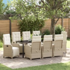 vidaXL Set de Grădină cu 9 Piese, Bej, Rattan Poly foto