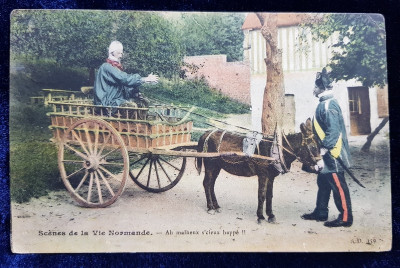 SCENES DE LA VIE NORMANDE - CARTE POSTALA ILUSTRATA , POLICROMA , CIRCULATA , DATATA 1910 foto