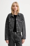 Levi&#039;s geacă jeans culoarea gri, de tranzitie, oversize, A9456