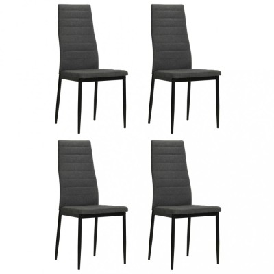 vidaXL Scaune de bucătărie, 4 buc., gri &amp;icirc;nchis, material textil foto