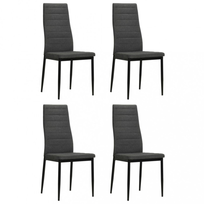 vidaXL Scaune de bucătărie, 4 buc., gri &icirc;nchis, material textil