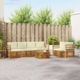vidaXL Seturi de canapele 7 pcs Natural și Crem Lemn Solid de Acacia 3374390