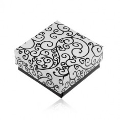 Cutiuță de cadou &icirc;n culorile alb-negru, imprimeu cu ornamente &icirc;n spirală