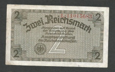 GERMANIA NAZISTA 2 MARCI REICHSMARK 1940 [3] P- 137b , 8 cifre , Litera L , XF foto