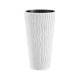 Cumpara ieftin Ghiveci decorativ de flori, rotund, inalt, alb, 11/37 L, 34.9x62 cm, Sandy Slim, Prosperplast