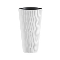 Ghiveci decorativ de flori, rotund, inalt, alb, 11/37 L, 34.9x62 cm, Sandy Slim, Prosperplast