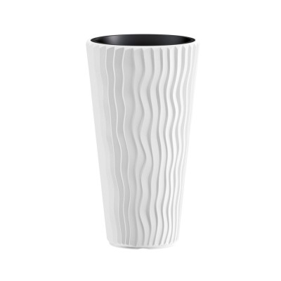 Ghiveci decorativ de flori, rotund, inalt, alb, 11/37 L, 34.9x62 cm, Sandy Slim, Prosperplast foto