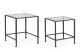 Cumpara ieftin Set 2 masute cafea otel negru sticla securizata Zelena 40.5x40.5x46h; 46x46x51h