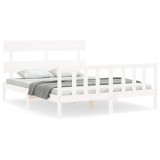 Cumpara ieftin Cadru de pat fara saltea, alb, 160x200 cm, lemn masiv pin