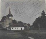 M1616N Biserica din Șintereag, județul Bistrița-Năsăud, fotografie colorizată manual, perioada interbelică