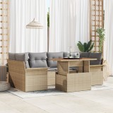 vidaXL Set 7 Piese Grădină cu Pernă Bej Ratan Sintetic Acacia