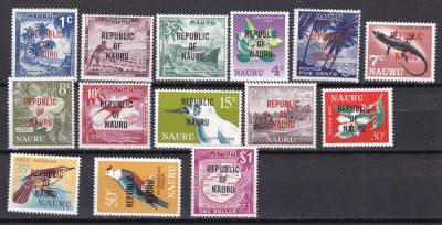 Nauru 1968 vederi fauna MI 69-82 MNH foto