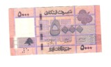 Bancnota Liban 5000 livres/livre 2021, circulata, stare relativ buna