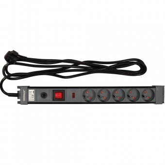 Prelungitor 5 locasuri, Lungime 3 m, Negru, 1.5 mmp, Intrerupator, 16 A, Protectie copii si supratensiune foto