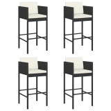 Cumpara ieftin Scaune de bar cu perne, 4 buc., negru, poliratan