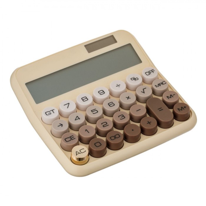 Calculator Eco&#039;Calc, 12 Cifre, Tastatură Retro, Bej-Maro