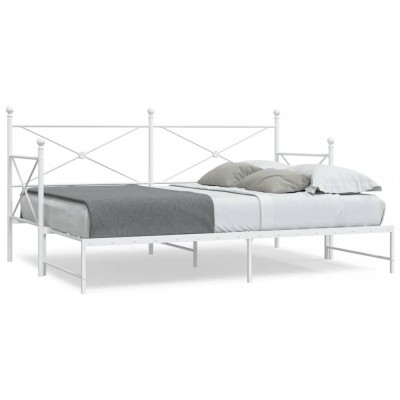 vidaXL Pat de zi cu șuviț fără saltea Alb 90x200 cm Oțel 4104689 foto