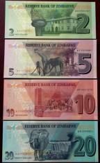 LOT SET COMPLET Zimbabwe 2 5 10 20 Dollars 2019 2020 UNC necirculate ** foto