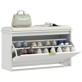 HOMCOM Bancă pentru Pantofi cu Raft Interior Reglabil și Detașabil, 80x26x47.5 cm, Alb și Bej | Aosom Romania