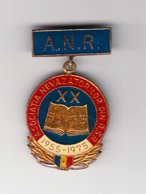 Insigna XX ani Asociatia Nevazatorilor din RSR (A.N.R.), 1955-1975 foto