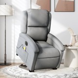 vidaXL Fotoliu electric masaj rabatabil cu ridicare, gri &icirc;nchis textil