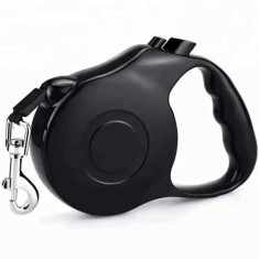 Lesa Retractabila Automata cu carabina pentru caini, lungime sfoara 5m, culoare Neagra