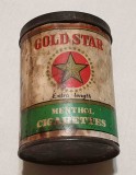 Gold Star 50 Tigari Mentolate - Cutie din tabla, veche anii 1920 - Tutungerie