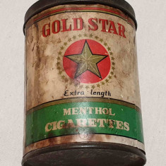 Gold Star 50 Tigari Mentolate - Cutie din tabla, veche anii 1920 - Tutungerie