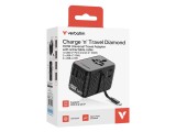 Adaptor Verbatim GaN,100W,cabluri retractab,negruUSB-C PD 3.0 QC4+up to 100W/USB-A up to 12W