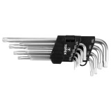 Set chei Torx 5 puncte CrV Topex TS10-TS50, 9 piese, lungi