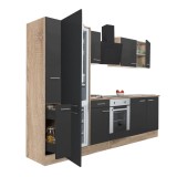 Mobilă Bucătărie Modulară Leziter Yorki 300, Stejar Sonoma/Antracit, L300cm, Bloc cu Frigider