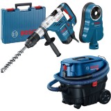 Bosch GBH 5-40 DCE + GDE 68 + GAS 12-25 PL - Rotopercutor SDS-Max 1150 W 8.8 J valiza plastic + Adaptor aspirare scule electrice 68 mm + Aspirator ume