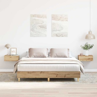 vidaXL Cadru pat fără saltea Stejar Artisan 140x200 cm Lemn prelucrat foto