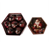 Cumpara ieftin Set 14 globuri brad Craciun in cutie cadou Mos Craciun (14) 8x8x8 cm