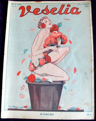 Revista &amp;rdquo;VESELIA&amp;rdquo; &amp;ndash; Nr. 21 / 1936, ilustratii erotice art deco, ilustrator PAL foto