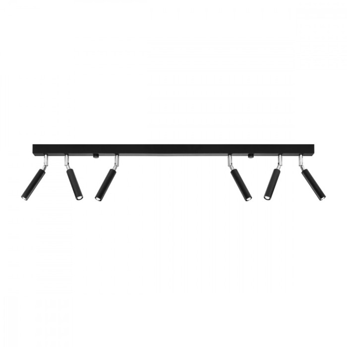 Lustră De Tavan Eyetech Negru Din Aluminiu Cu 6 Becuri Tubular Modernă De Interior