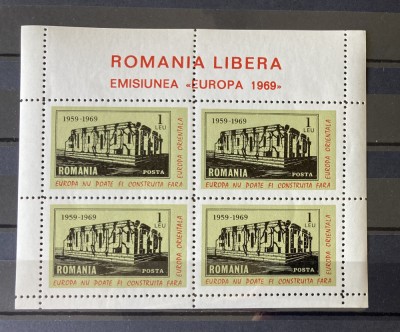 Romania, exil, Emisiunea LI, Europa 1969, colita dantelata foto