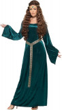 Costum medieval de fată pentru femei, rochie și bandă verde, Oem