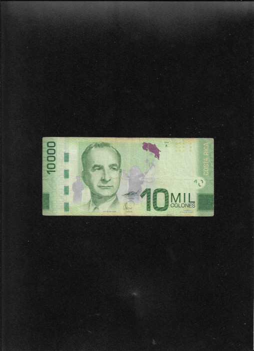 Rar! Costa Rica 10000 10.000 colones 2009 seria070720580 doua mici taieturi