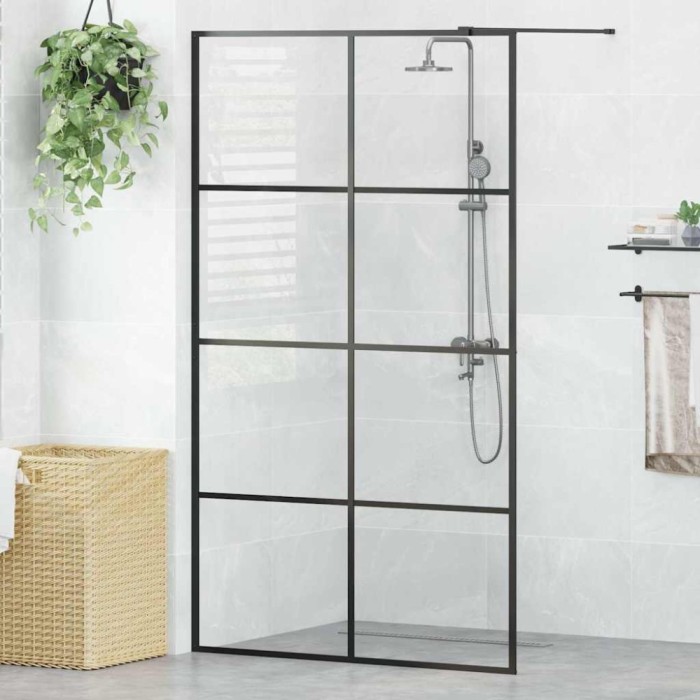 vidaXL Paravan de duș walk-in negru 115x195 cm sticlă ESG transparentă 151036