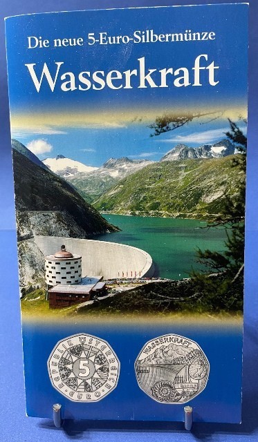 AUSTRIA 2003 - 5 Euro - ONU Anul apei &ldquo;Puterea apei&rdquo; - Argint 800 / Blister