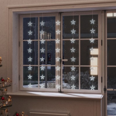 vidaXL Instalație lumini tip perdea stele 200 LED alb rece 8 funcții foto
