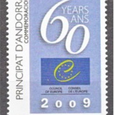 ANDORRA SPANIOLA 2009 - CONSILIUL EUROPEI a 60-a aniversare Serie 1 timbru MNH