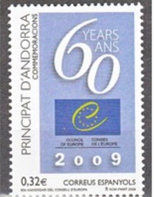 ANDORRA SPANIOLA 2009 - CONSILIUL EUROPEI a 60-a aniversare Serie 1 timbru MNH foto