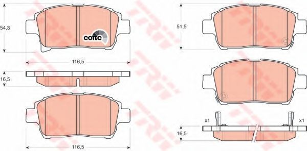 Set placute frana,frana disc TOYOTA YARIS (P1) (1999 - 2005) TRW GDB3317