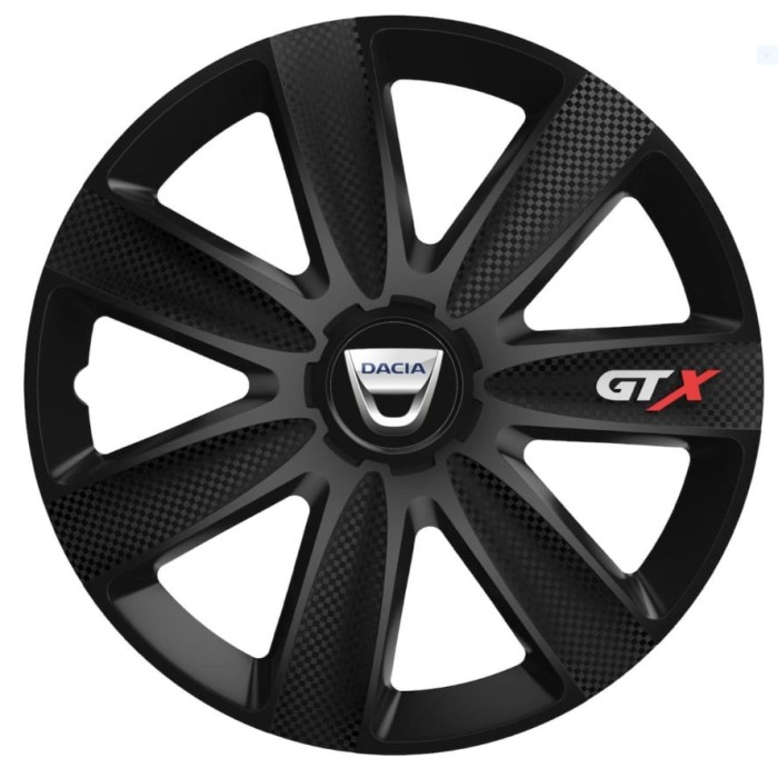 Set 4 Capace Roti GTX Negru Carbon Dacia, R16