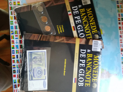 Monede &amp;amp; bancnote 2 reviste &amp;quot;Hachette&amp;quot;(10 pesos,2 pfennig,5centavos,10mil.din) foto